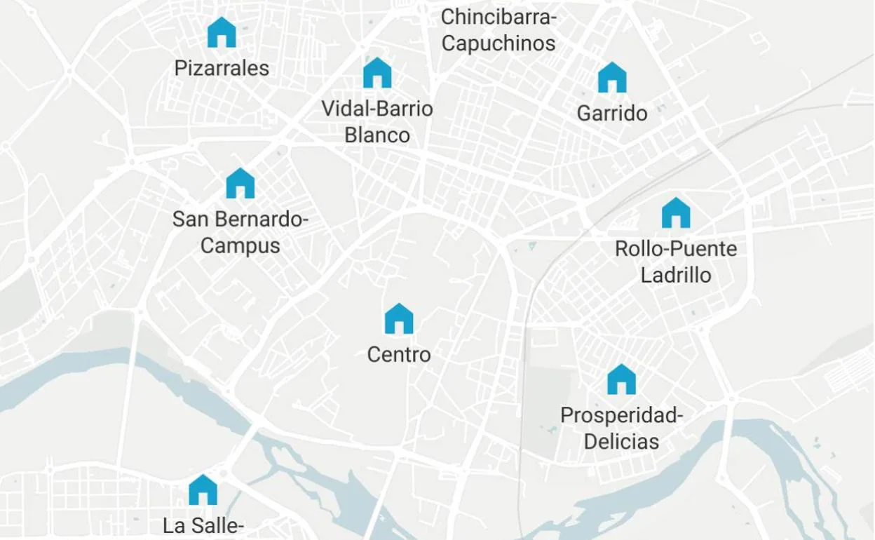 Mapa de precio de alquiler por barrios. 