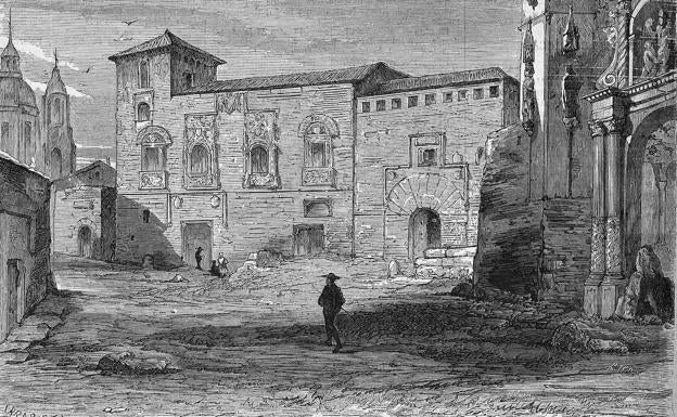 El convento de San Agustín, en un grabado de 1868. 