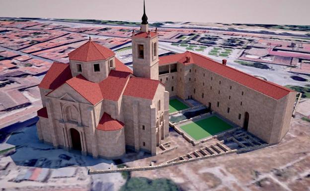 Imagen principal - Recreación en 3D de la iglesia y convento de San Agustín sobre las ruinas del Botánico.