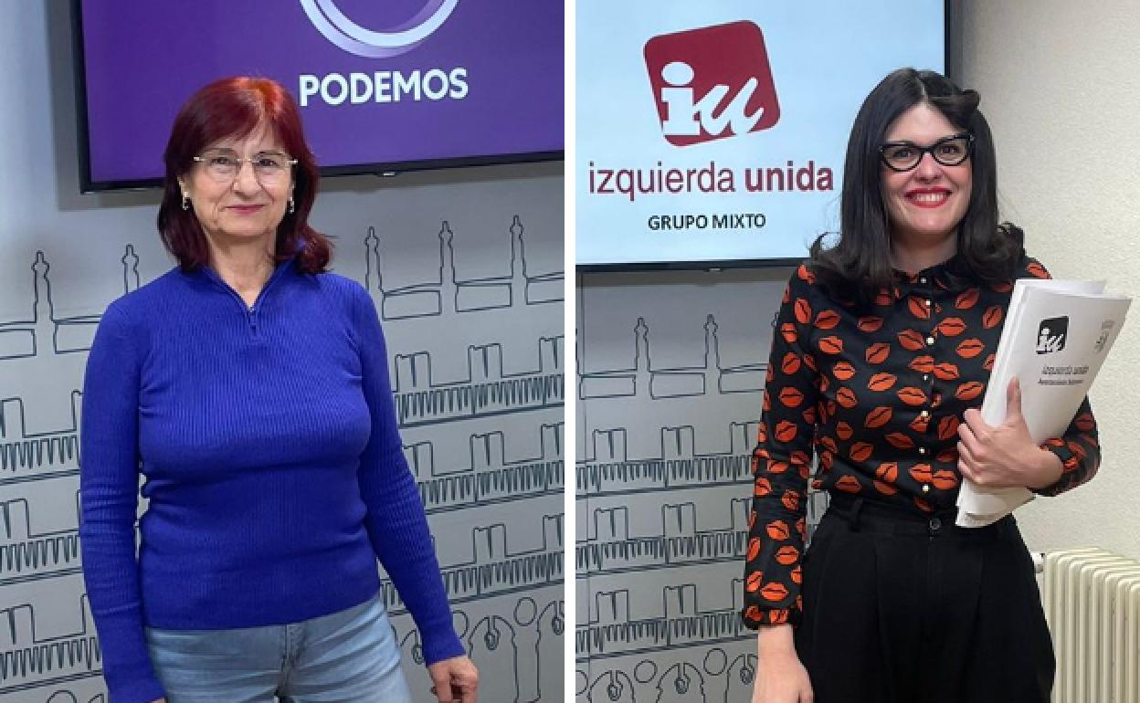 Carmen Díez y Virginia Carrera, concejalas de Podemos y IU en el Ayuntamiento de Salamanca.
