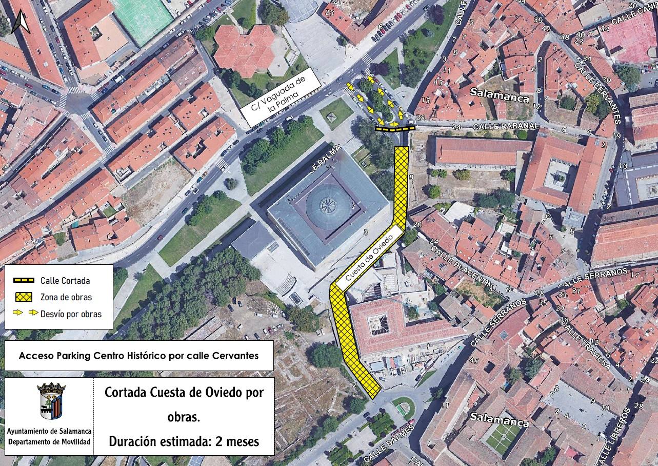 Nuevas peatonalizaciones cortan al tráfico la Cuesta de Oviedo durante dos meses