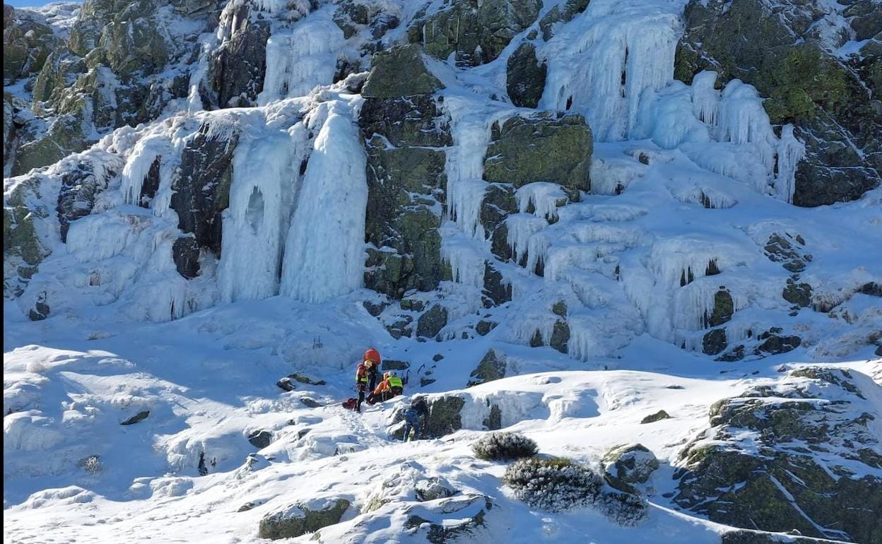 Lugar en el que se rescató al montañero herido en Navacarros. 