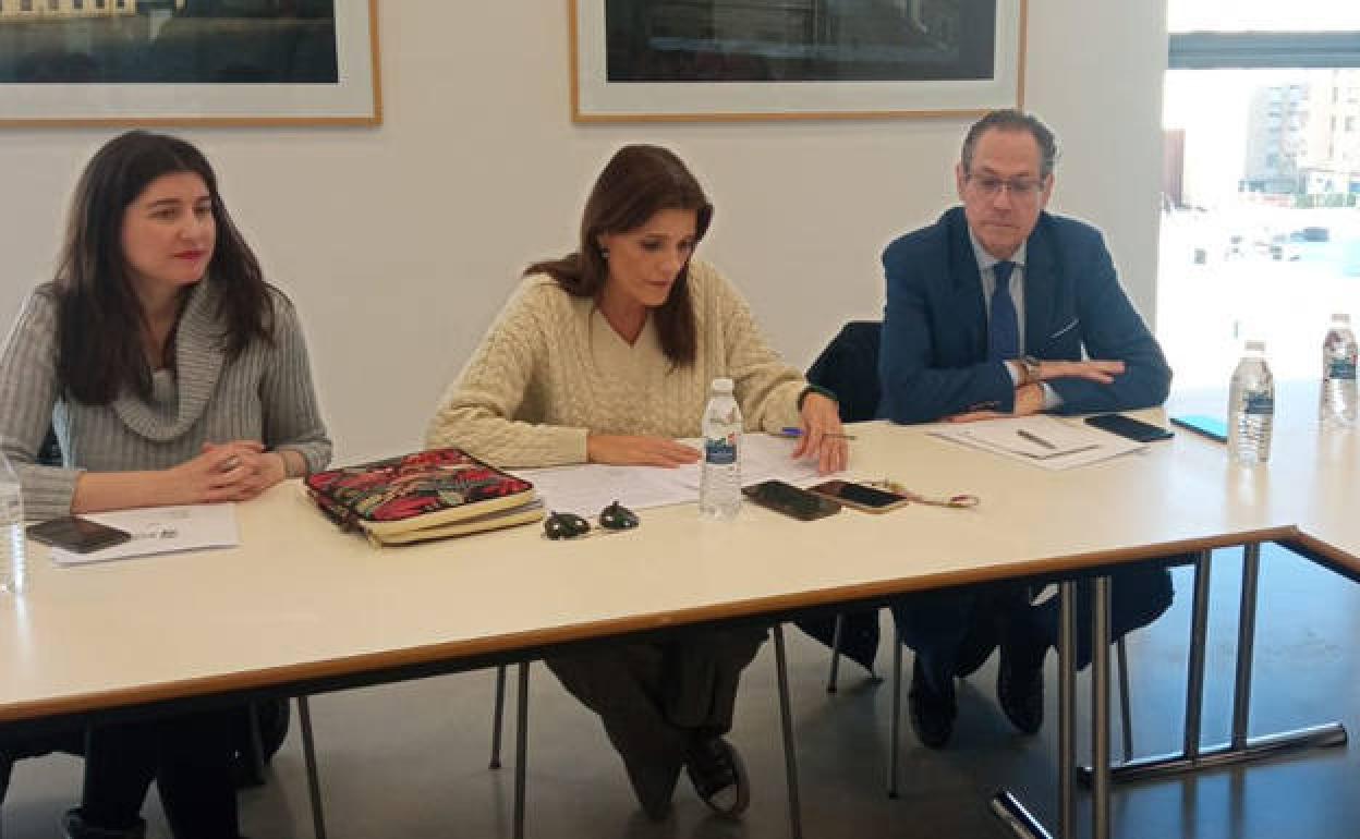 Los ediles Miryam Rodrigez, Almudena Parres, y Fernando Carabias, en una de las reuniones. 