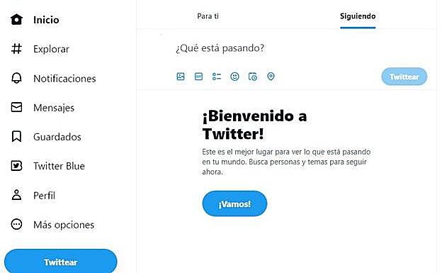 Error que da la página web de Twitter al cargar la página.