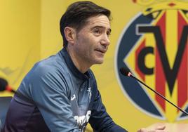 Marcelino García Toral, entrenador del Villarreal, hoy en rueda de prensa.