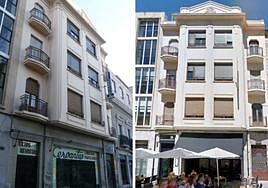 Fachada del edificio cuando albergaba la Librería Cervantes y su aspecto más actual.