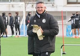 Dani Ponz, durante el entrenamiento de esta mañana.