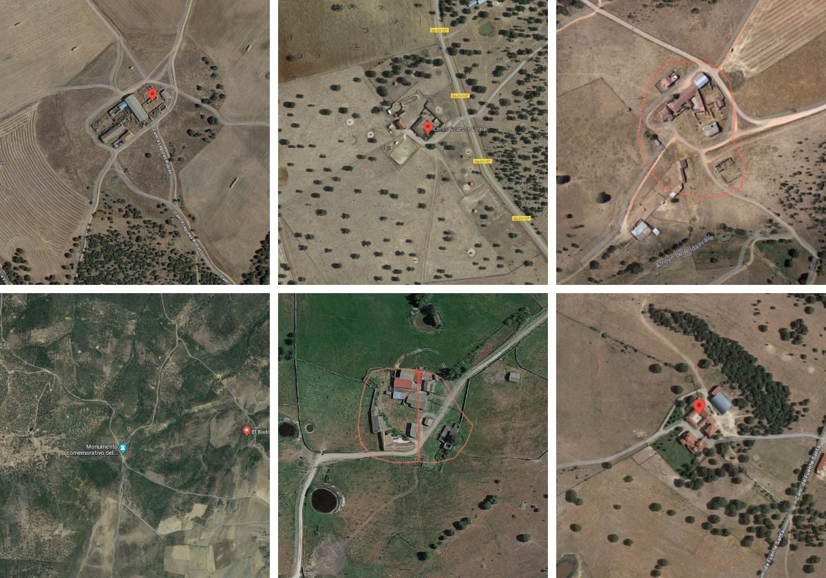 Fotos satélite de varios diseminados de la provincia de Salamanca.