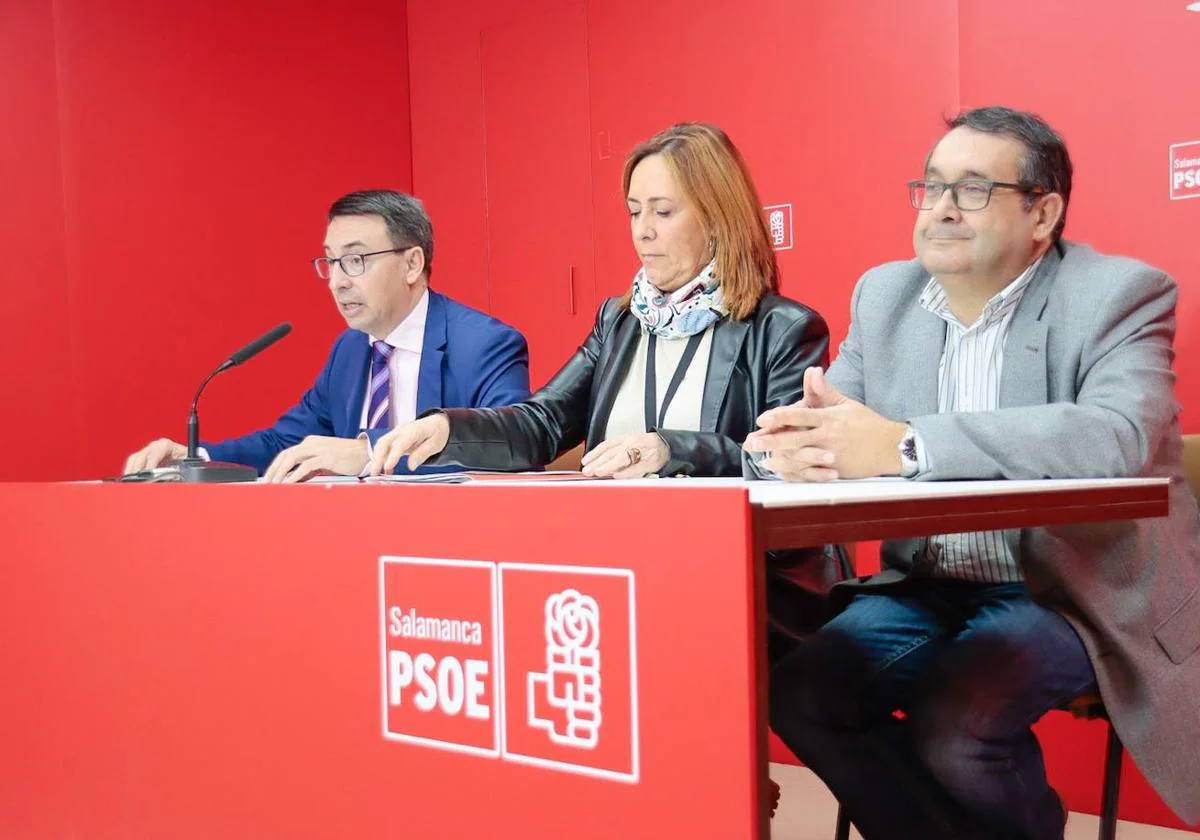 Los procuradores del PSOE de Salamanca, Fernando Pablos, Rosa Rubio y Juan Luis Cepa.