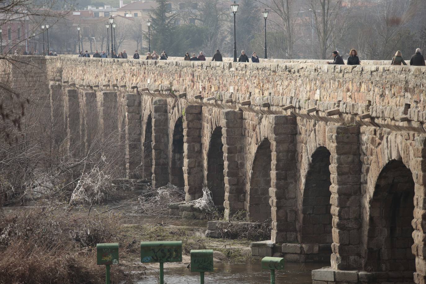 La basura emerge del Tormes después de la borrasca