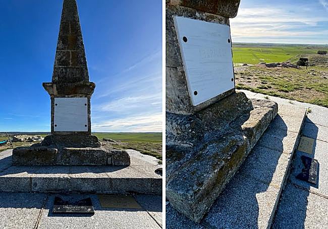 Lugar donde esta ubicada la placa destrozada en Arapiles.