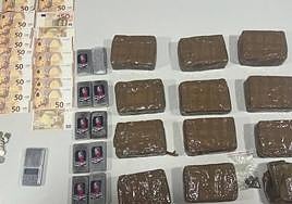 Droga, dinero y material inteceptado en el control.