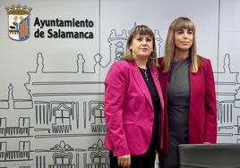 Las concejalas del PSOE en el Ayuntamiento de Salamanca María Sánchez y María García.