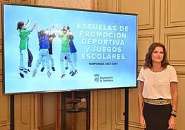 La concejala de Deportes, Almudena Parres, presenta las Escuelas de Promoción Deportiva y Juegos Escolares temporada 2023-2024.