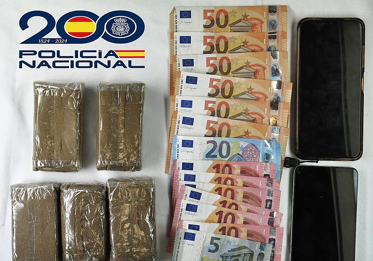 Sustancias y pertenencias requisadas por la Policía Nacional