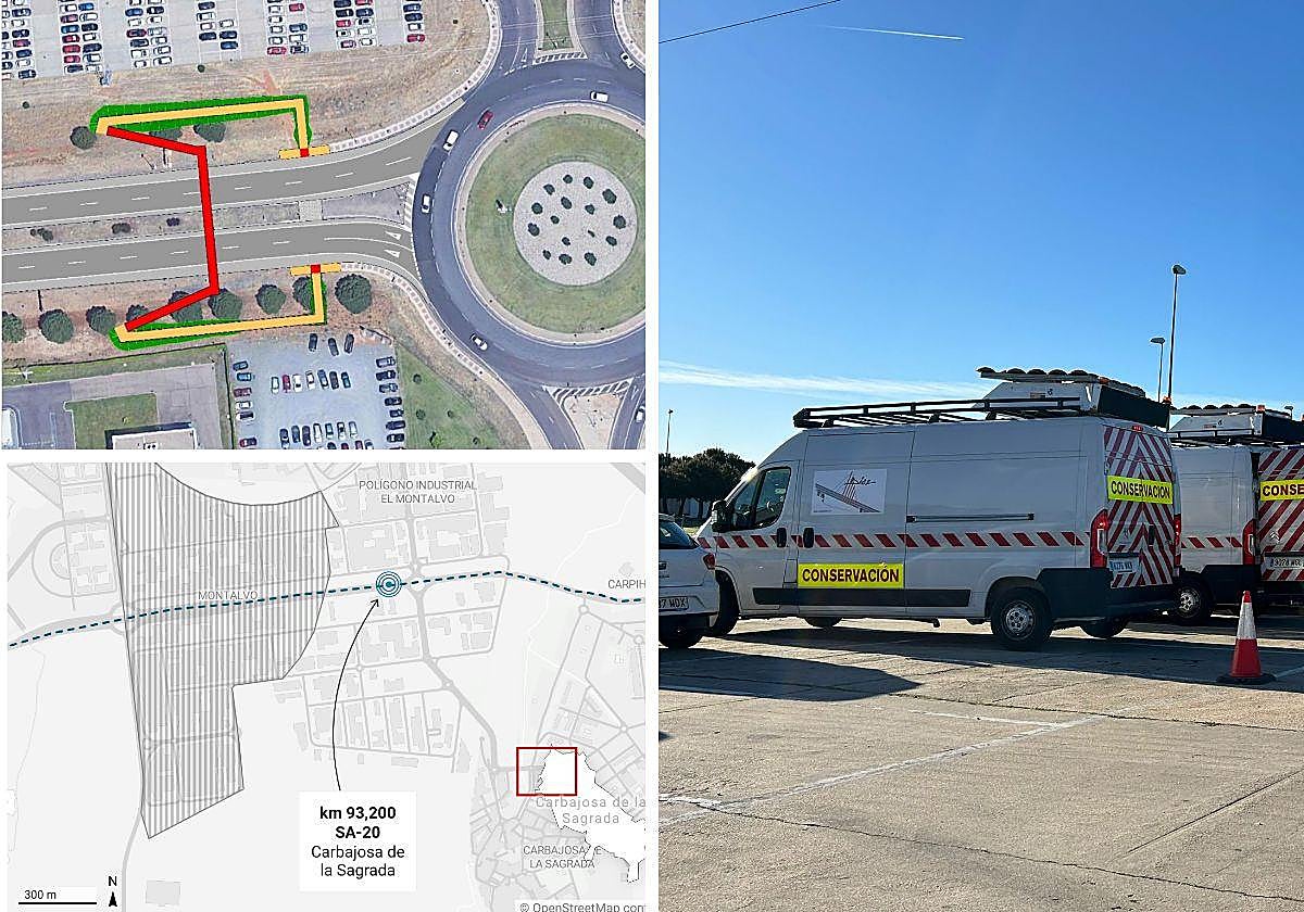 Localización, proyecto y vehículos de la empresa que va a hacer la pasarela.