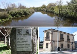 El río Tormes, frontera natural entre Santa Marta y Salamanca, terrenos de La Aldehuela y edificio en Tejares.