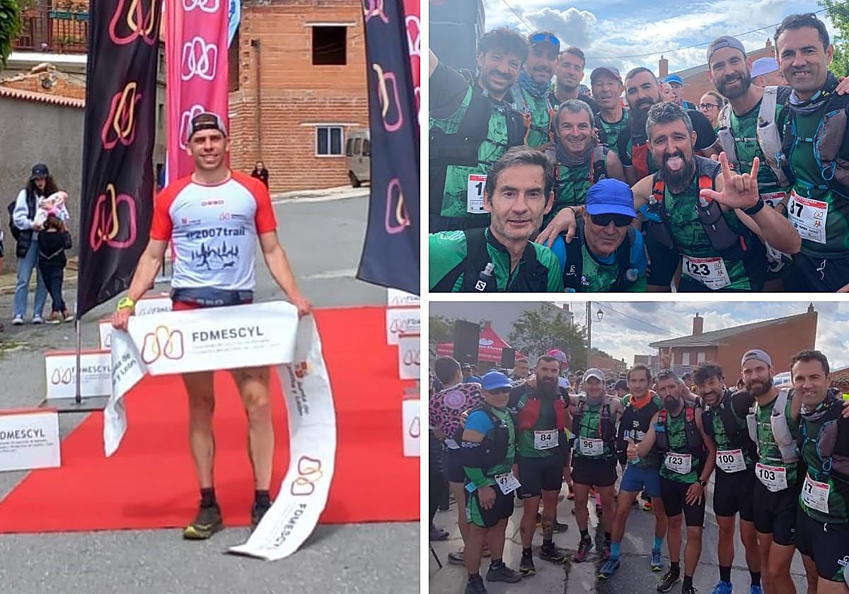 Álvaro García, ganador, y a la derecha representantes de Atletas Veteranos de Salamanca.