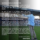Cariñosa carta de despedida de Dani Ponz para Unionistas y su afición
