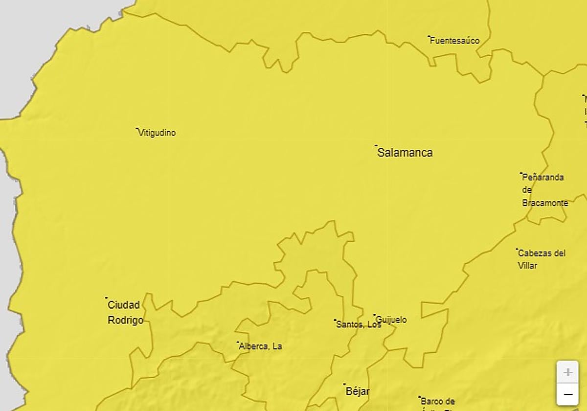 Toda la provincia de Salamanca, en riesgo por lluvia y tormentas con pedrisco para mañana sábado.