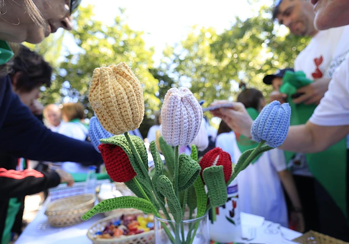 Tulipanes solidarios tejidos a mano