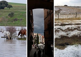Crecida de un río, tormenta en Salamanca y granizo en el campo.