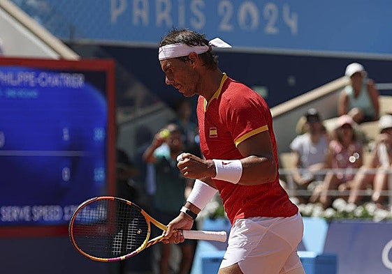 Nadal, durante el partido de hoy ante Djokovic.