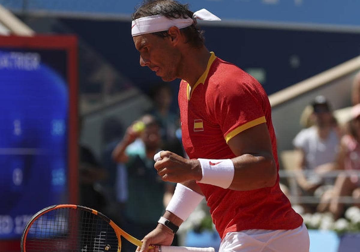 Nadal, durante el partido de hoy ante Djokovic.