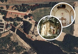 Vista aérea de la finca catastral sobre la que se asienta la antigua granja y oratorio.