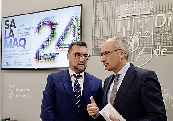 El diputado responsable de la feria Salamaq y el presidente de la Diputación, antes de hacer balance de la feria.
