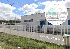 Vestuarios del Tori y, a la derecha, el comunicado del club salmantino.