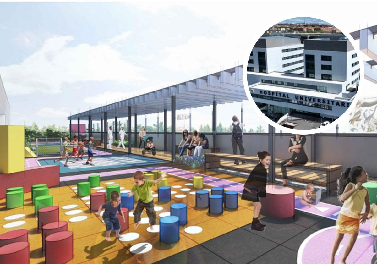 Recreacíón de cómo quedará el espacio de la terraza del Hospital.