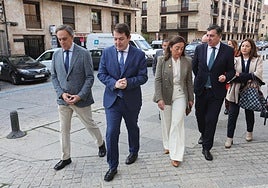 Mañueco, junto al alcalde Salamanca, la consejera de Agricultura y el diputado nacional del PP, José Antonio Bermúdez de Castro