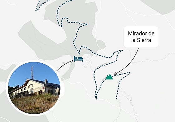 Acceso por la DSA-191 a la plataforma y hotel de montaña de El Travieso.