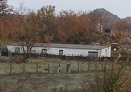 La nave de la finca ganadera en venta en Sorihuela.