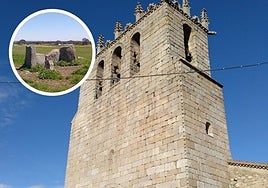 Imagen de la torre de Guadramiro y detalle del dolmen de Zafrón.
