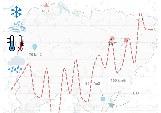 El mapa de los extremos climáticos de Salamanca: los días y lugares que rompen la tabla