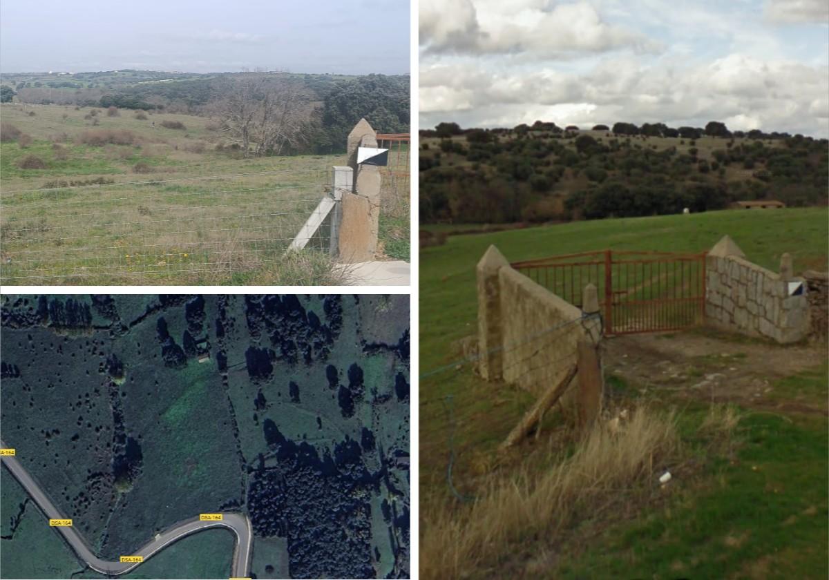 Localización, vallado y uno de los accesos a la finca.