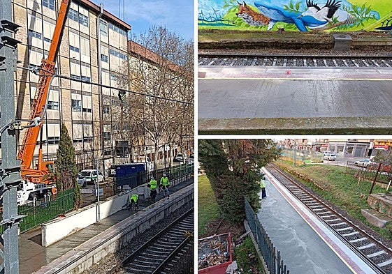 La grúa utilizada para el cemento y el material ya aplicado y alisando entre lunes y martes.