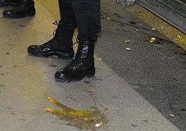 Huevos lanzados al suelo durante una intervención policial en una imagen de archivo.