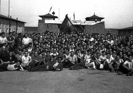 Fotografía de Francesc Boix de los presos españoles tras la liberación de Mauthausen.