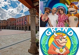 A la izquierda, Peñaranda de Bracamonte, y a la derecha, presentadores y logo del popular concurso de TVE.