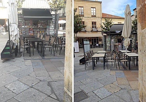 A la izquierda la situación de las terrazas el año pasado, a la derecha el estado actua.