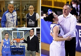 Arriba, Silvia Domínguez con Miguel Ortega; abajo, junto al presidente Jorge Recio; a la derecha, abrazada con Roberto Íñiguez.