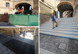 Obras en las escaleras del Ochavo y terminadas las de San Fernando y Pinto.