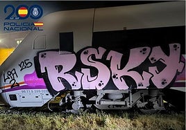 Tren afectado por las pintadas