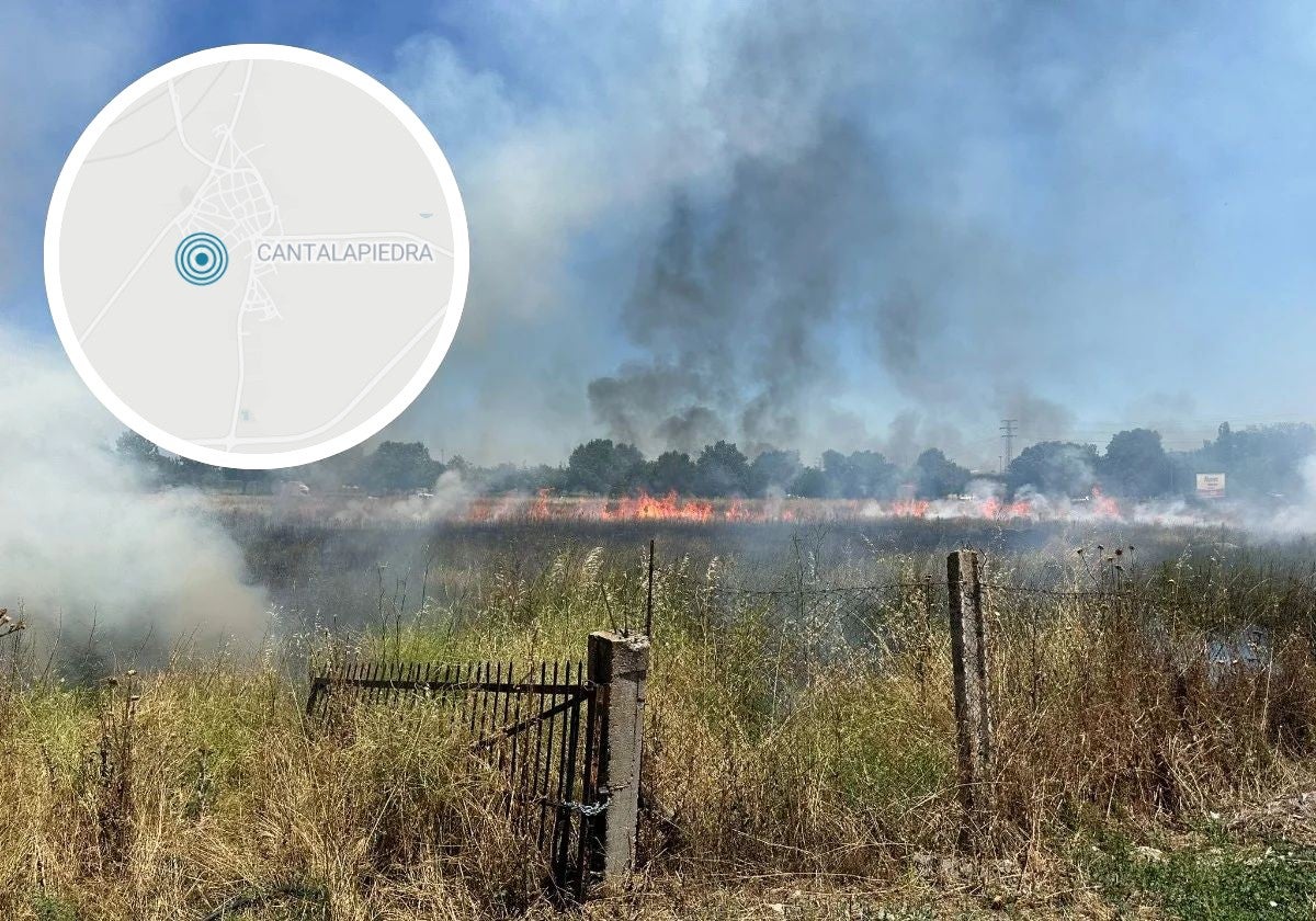 Un incendio cerca de Cantalapiedra obliga a actuar por el fuego en un campo de cultivo