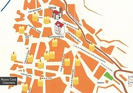 Mapa de la visita guiada que se ha proyectado en Candelario con motivo de la Noche Romántica.
