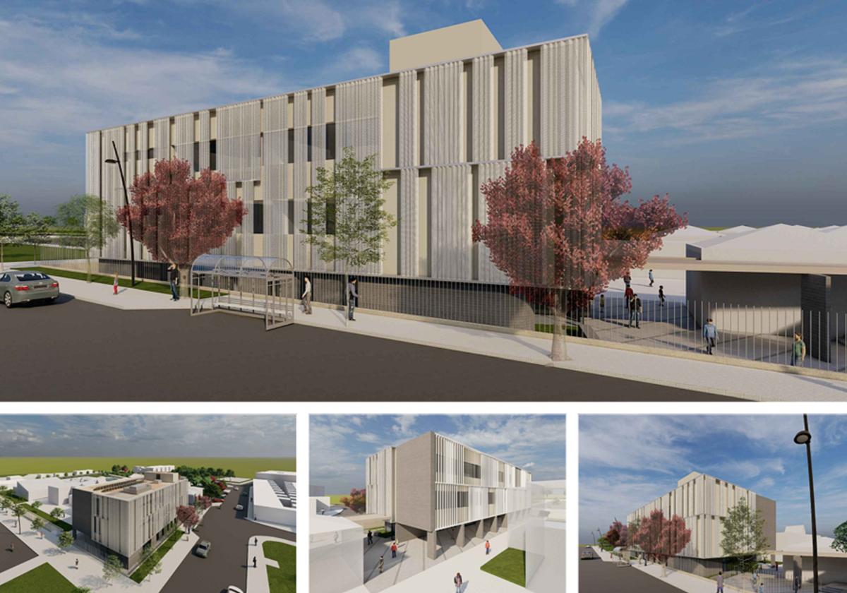 Imagen en proyección del nuevo edificio del CEIP Pablo Picasso de Carbajosa.