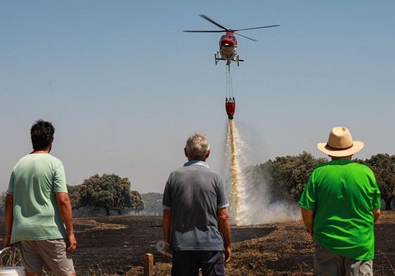 Los bomberos acuden a sofocar un fuego en Puebla de Azaba